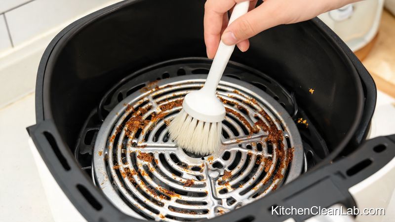 Cleaning the hidden heating element in an air fryer to remove burnt grease