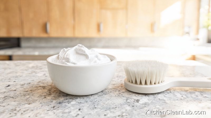 Baking soda paste for removing sticky grease from cabinet tops