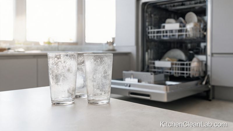 Dishwasher leaving cloudy white residue on glassware after wash cycle