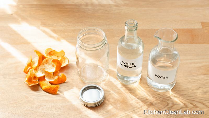 DIY all-purpose kitchen spray with vinegar and citrus ingredients