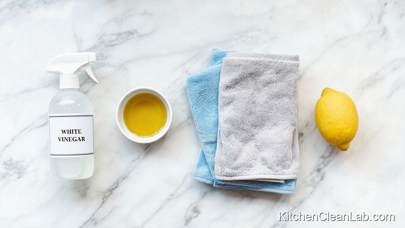 DIY vinegar and olive oil method for a streak-free stainless steel refrigerator polish