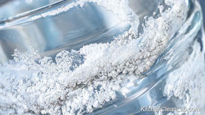 Hard water mineral deposits causing white film on drinking glasses