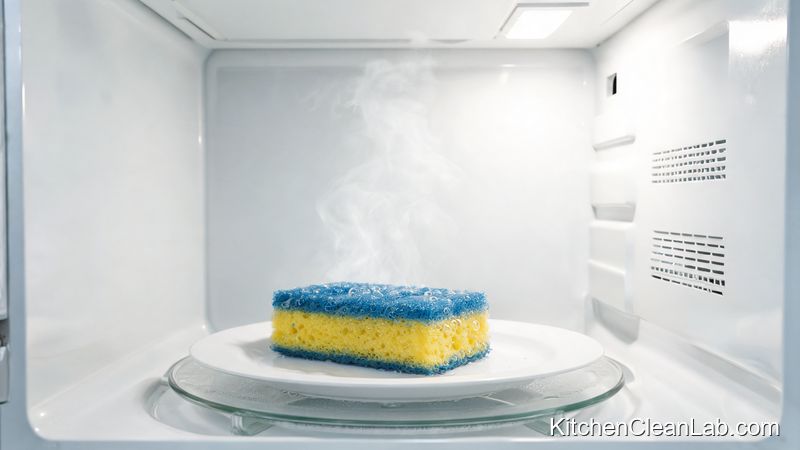 Sanitizing a kitchen sponge in the microwave to kill hidden bacteria hotspots