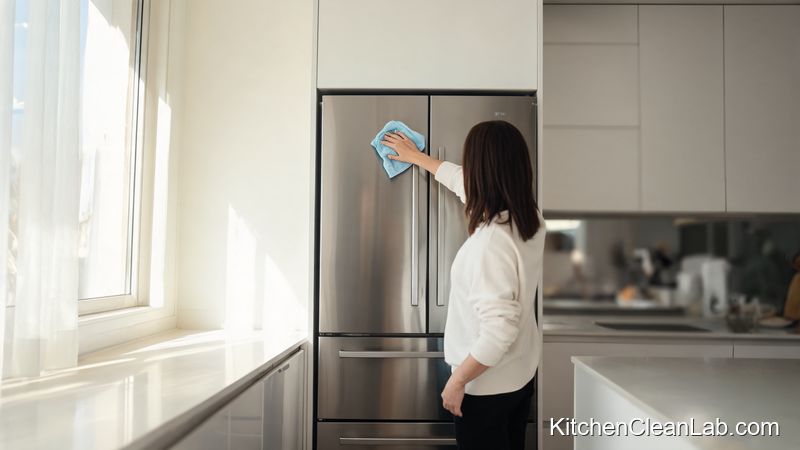 How to polish stainless steel refrigerator without streaks using a microfiber cloth