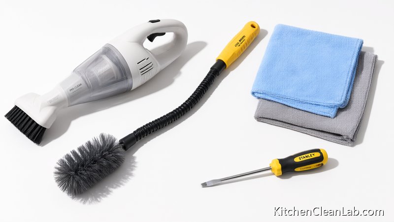 Refrigerator coil cleaning brush and vacuum tools for deep cleaning
