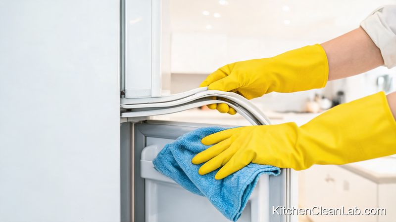 Cleaning refrigerator door seal with vinegar solution to remove hidden bacteria