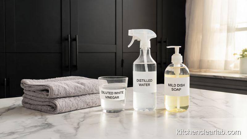 Safe cleaners and soft cloth for matte black kitchen hardware scratch prevention