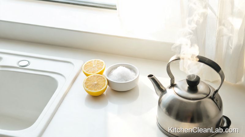 Salt and lemon ingredients to clean kitchen drain odors naturally