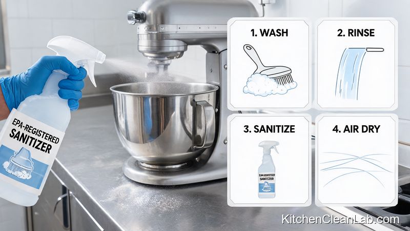 sanitizing food-contact surfaces in a residential home bakery kitchen